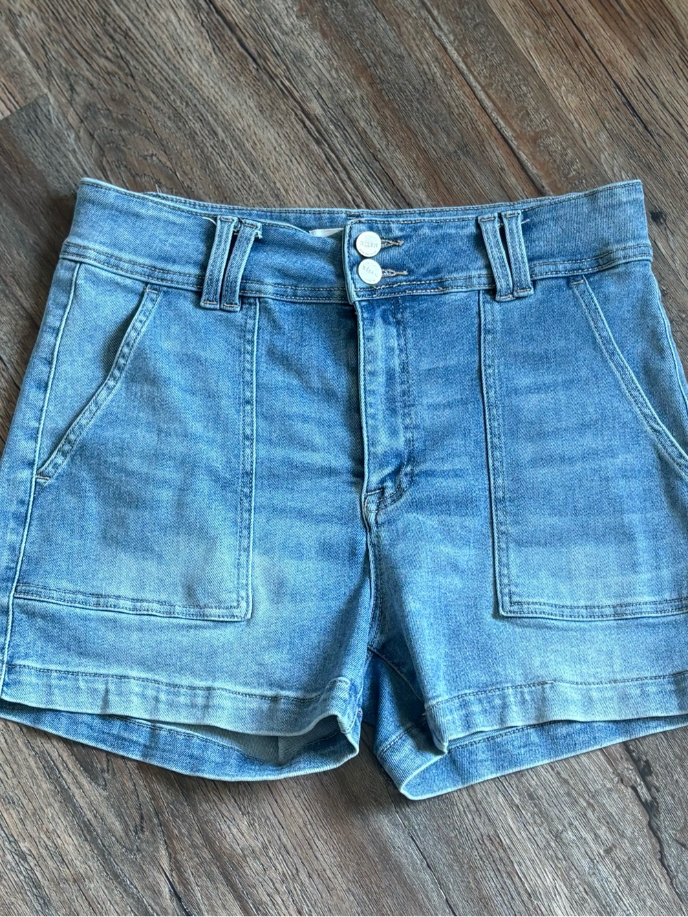 Women's Light Blue Denim High-Rise Jean Shorts